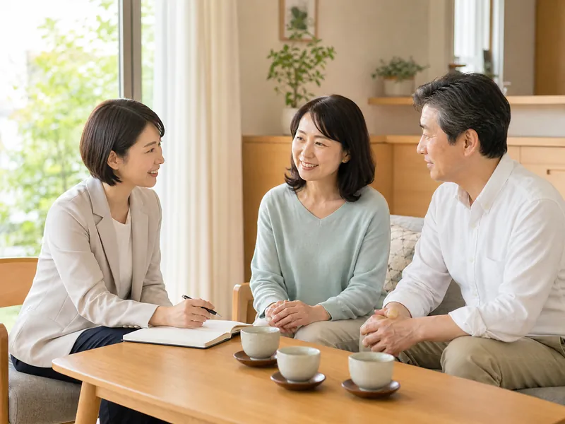 ご家族の相談に耳を傾けるスタッフ